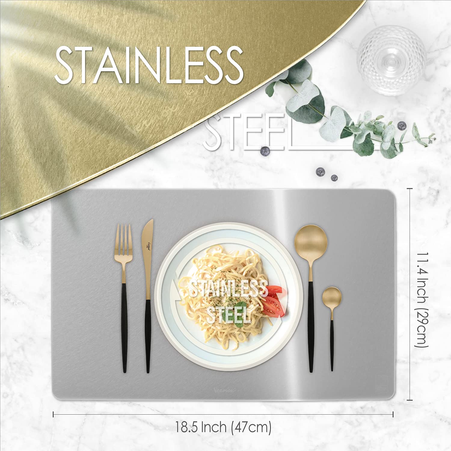 Amazon｜Vernox 高級テーブルマット シルバー - プレースマット